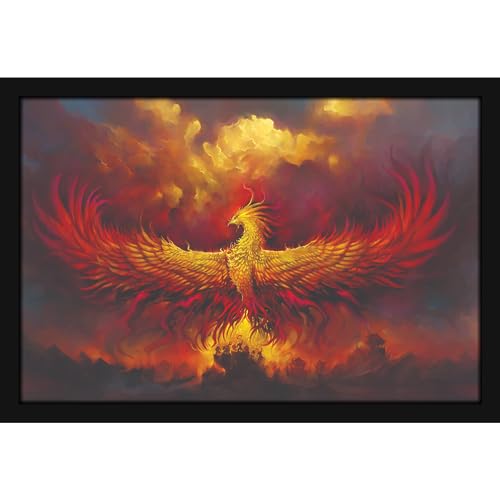 mad masters Paper Phoenix Bird Wall Hangings with Frame (Color) 12 X 18 Multi