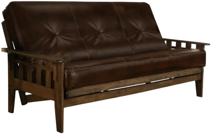 Starlight Canyon Home Brown Futons with Fabric-Polyester Leather Cotton Blend, Durable Frame, Comfortable Seating, Modern Design for Living Room