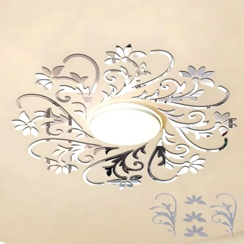 Image of INCREWAY 1Set Mirror Wall Stickers Decor Acrylic 3D Flower Decorative Mirrors Stickers Removable Wall Art Decals for Home Living Room Bathroom Office Dormitory Decorations