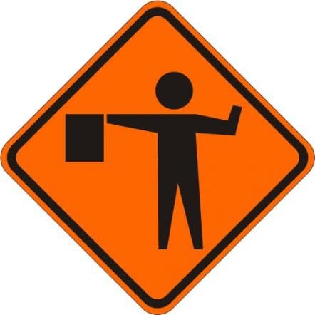 Flagger Symbol Construction Signs Notice Sign Warning Street Tin Sign 12x12