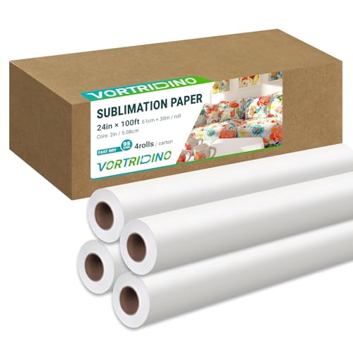 VORTRIDINO 4 Rolls E)*pson F570 Sublimation Paper 24in x 100ft...