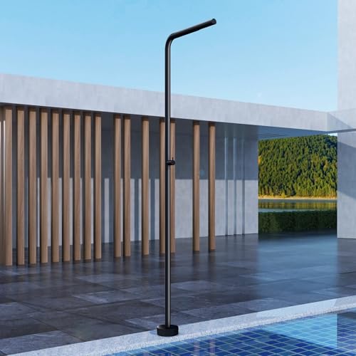 NOLUXA IMEX - Ducha Piscina Exterior Acero S.316 | Ducha Terraza Exterior con Rociador Tubular 42mm | Outdoor Shower para Jardin con Agua Fría | Serie Texas | Color Negro Mate