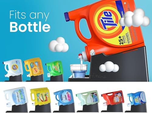 TidyFriend 2 Pack Liquid Laundry Detergent Holder Stand with Drip Tray & Rubber-Grip Feet, Stand for Laundry Room Organization and Storage, Fabric Softener Dispenser with Cup Holder (Black) by Skywin - Image 6