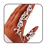 Bounzhi Goth Multiple Rings Finger Stack Knuckle Band Punk Hand Chain Ring Finger Bracelets Beach Slave Bracelet Jewelry for Women and Girls (Silver)