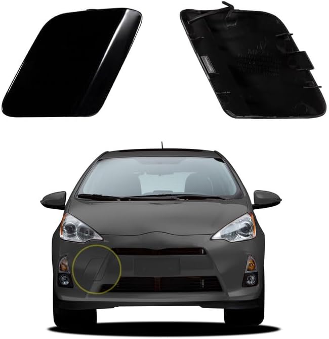 Car Front Bumper Tow Hook Cover Compatible with Toyota Prius C Aqua 2012 2013 2014 Trailer Cover Cap 52127-52941 52127-52540 Small Lid Towing Eye Cap Pure Black Right Passenger Side