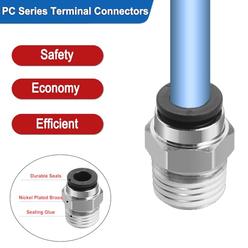 Heschen Schnellverschraubungen PC6-02 6mm Push In Gelenkgewinde Male 1/4 Pneumatikverbinder Quick Fittings 10 Stck