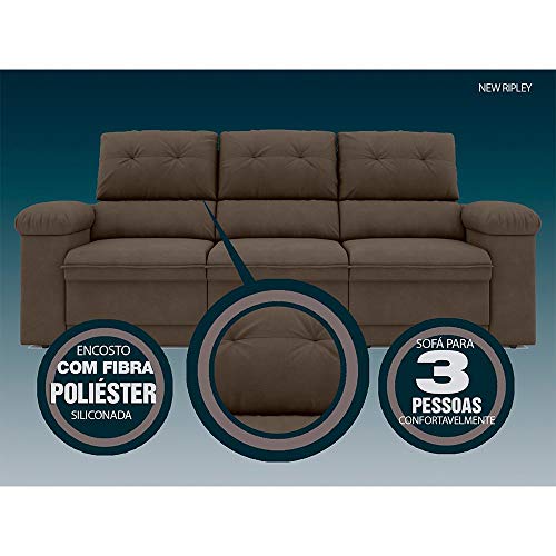 Sofá New Ripley Retrátil e Reclinável Velosuede Marrom