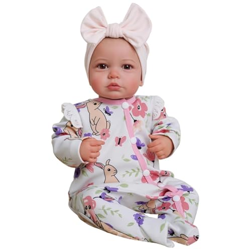 Lonian Reborn Puppen 19 Zoll Reborn Puppen Realistische Neugeborene Babypuppen Weicher Körper Poseable Voll Vinyl Körper Mädchen wie EIN lebhaftes Baby mit Fütterungskit für Kinder (Hazel) – Bild 7