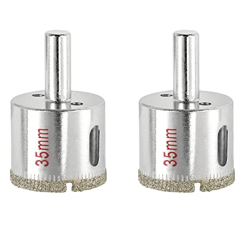 Jamiikury 1-3/8" / 35mm Diamond Drill Bit, Diamond Hole Saw, Glass Drill Bit, Tile Hole Saw Suitable for Ceramic Glass Tile Porcelain Marble (Pack of 2)