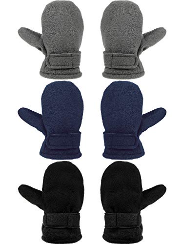 3 Pairs Baby Toddler Winter Mittens Warm Fleece Kids Mittens Baby Snow Skiing Gloves for Boys and Girls Aged 2-4 Years