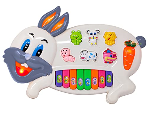Image of Zest 4 Toyz Piano Keyboard for Kids Rabbit Piano Musical Toys for Kids with Flashing Lights & Sound Toy Music Keyboard Baby Toy Educational Toys for 3 Year Old+ (Multicolor)