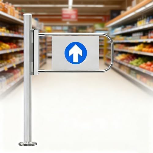 Portail Piétonnier Manuel À Ouverture 180° Pour Supermarché,Portail Battant À Double Sens En Acier Inoxydable,Fermeture Automatique Porte De Sécurité,Porte Battante D'entrée Métal(Silver1,100cmx100cm)