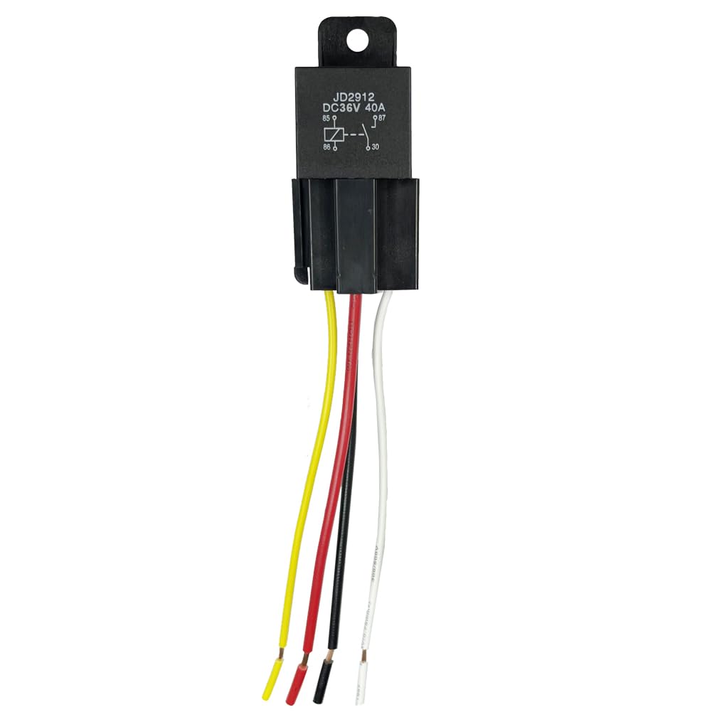 36V 4Pin 40A Universal Car Vehicle Motor Fuse Relay Switch Power with Harness, Normally Open & Closed Relay JD-2912