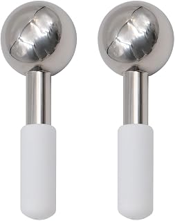 Sarini 1 Pair Stainless Steel Ice Balls Face Care Ice Scrolls Ice Wave Massager for Face, Neck, Eyes, Skin Care