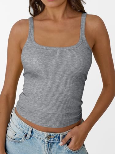 Trendy Queen Tank Tops for Women Summer Racerback Workout Tops Ribbed Spaghetti Strap Camisole Going Out Clothes 20252