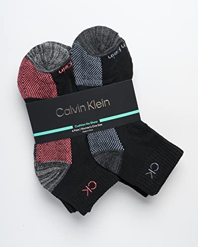 Image of Calvin Klein Quarter Socks for Women - 6 Pack Cushioned Ankle Socks - Quarter Cut, Breathable, Lightweight, Athletic Design
