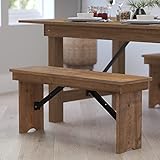 Merrick Lane Tinsley 40' x 12' Antique Rustic Solid Pine Folding Farmhouse Style Bench