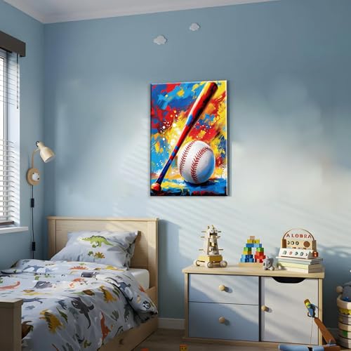 Image of Frimeeme Graffiti Baseball Canvas Wall Art,12 inchX16 inch Framed