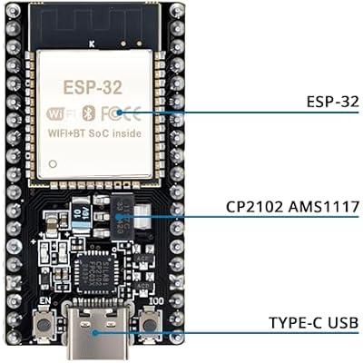 6 Packs ESP32-DevKitC-32 Development Board modules(ESP-32D,ESP-32 CP2012 USB C with 38 pins),Supporting STA/AP/STA+AP,with WiFi+Bluetooth Dual-core and Type-C Interface.