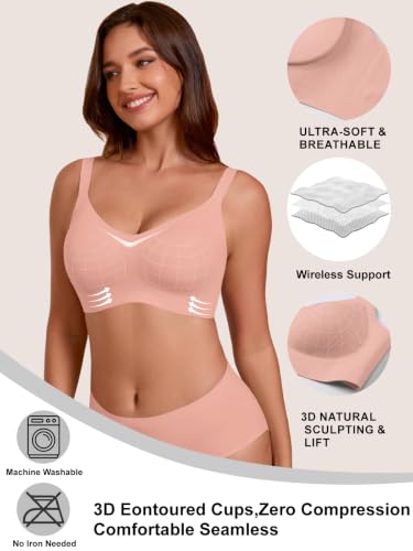 COCOMARTS Jelly Bras for Women No Underwire Seamless Push Up Bra,Tea Red,M — view 5
