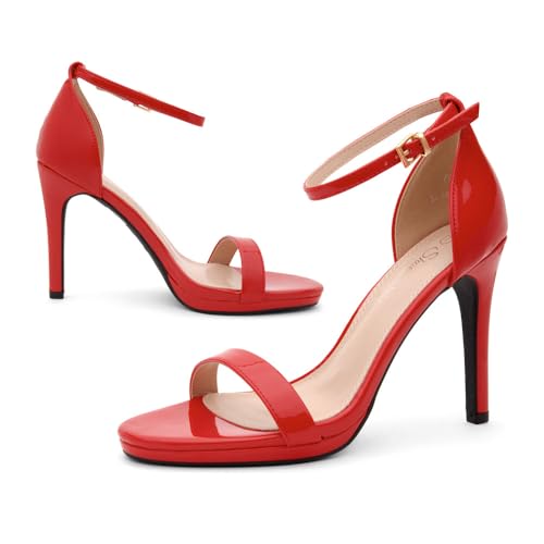 Image of Shoe Land Women's High Heels - Open Toe Stiletto Heels with Adjustable Ankle Strap | Dressy Sexy Strappy Heeled Sandals for Wedding, Prom, Party & Evening Wear