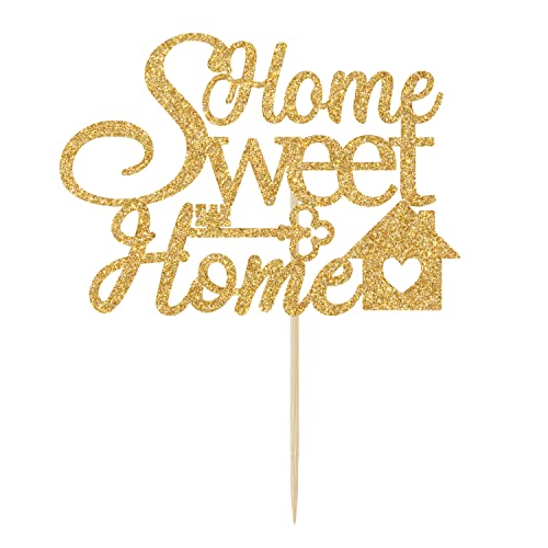 Gold Glitter Home Sweet Home Cake Topper, Welcome Home/Welcome To Our Home, Family House Warming Themed Party Decorations #TOP1