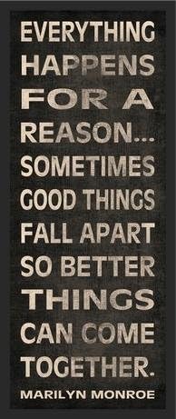 Framed Everything Happens Marilyn Monroe Quote by N Habrick 20x8 Art Print Poster Wall Decor Sign Vintage Motivational Inspirational