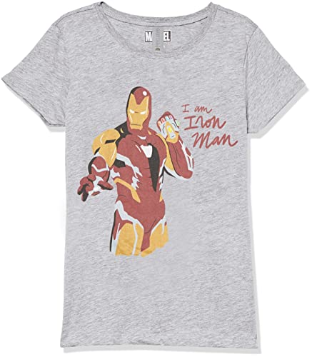 T-shirt fille Marvel gris Iron Scribbles vêtement enfant taille S en coton
