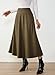Pink Queen Winter Skirt for Women A Line Flared Elastic Waist Women's Midi Skirts Vintage Solid Color Basic Pleated Date Night Outfits for Ladies 2026 Trendy Y2k Dark Khaki XL