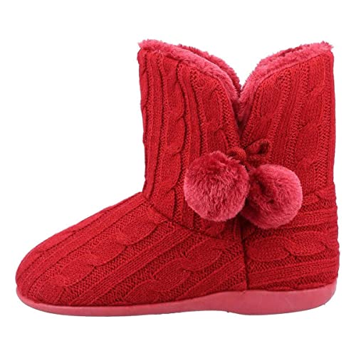 Chaussons montants tricot bordeaux Fleet & Foster pour soirées d'hiver
