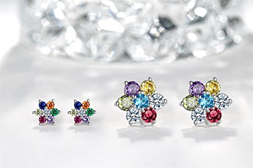 Onnzin 7Mm Titanium Earrings Flower Earrings Stud For Sensitive Ears Surgical Stainless Steel Cubic Zirconia Earrings For Women Girls #TOP3