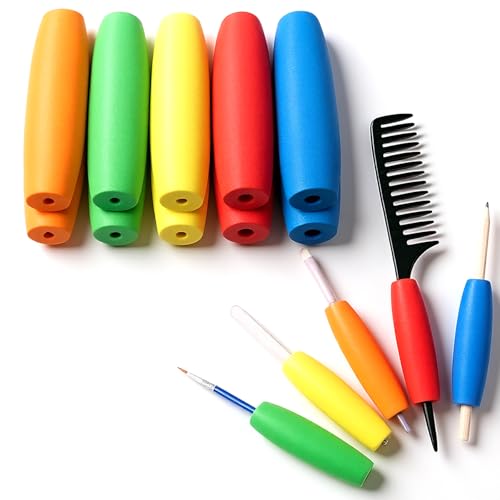 Ptwola 10 Pcs Foam Grip Tubing Handle Built up Tubing Padding Grips No-Cut Utensils Adaptive Grip Pens Foam Tube Cutlery Grips Comfort for Disabled and Elderly