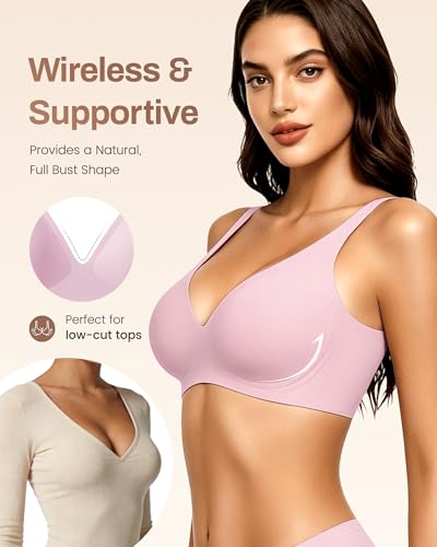 Image of Gailife Deep V Jelly Bras for Women No Underwire Wireless Seamless Push Up Bra Comfort Support Plunge Bralette Full Coverage