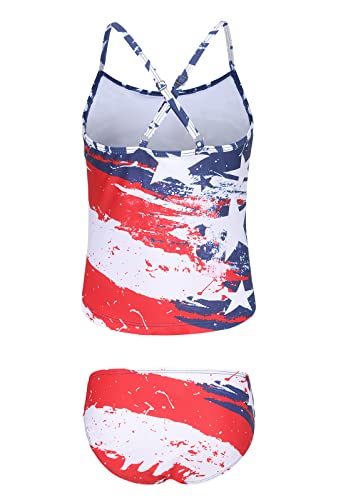 Girls Two Piece Tankini Swimsuits Rainbow Striped Bathing Suit Swim Suit2