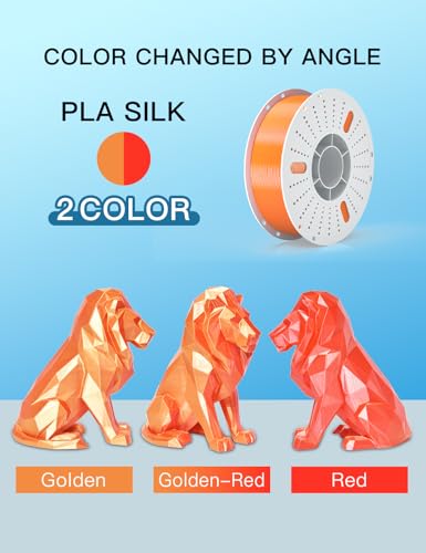 Image of PINBALL Silk PLA 3D Printer Filament 1.75mm Shiny Silk Dual Color Filament 3D Printing PLA Filament Dimensional Accuracy + /- 0.02mm 1 KG Silk Dual Color Golden-Red