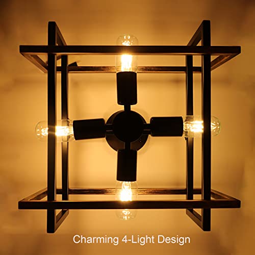 Industrial Rustic Ceiling Light, Retro Farmhouse Flush Mount Ceiling Lights Fixture For Bedroom Kitchen Island Dining Room Foyer Hallway,Sloped Ceiling,Black/Bronze, E26 Base #TOP3