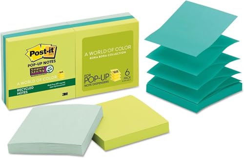 Post-it Pop-up Notes Super Sticky Pop-up Recycled Notes in Tropic Breeze Colors