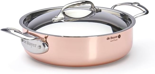 PRIMA MATERA Round Copper Stainless Steel Saute-Pan 11-Inch with lid