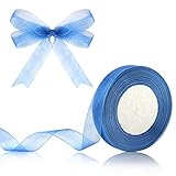 Hiswan 3/4 inch Royal Blue Sheer Organza Ribbon 50 Yards Chiffon Ribbon for Gift Wrapping Wedding Bo