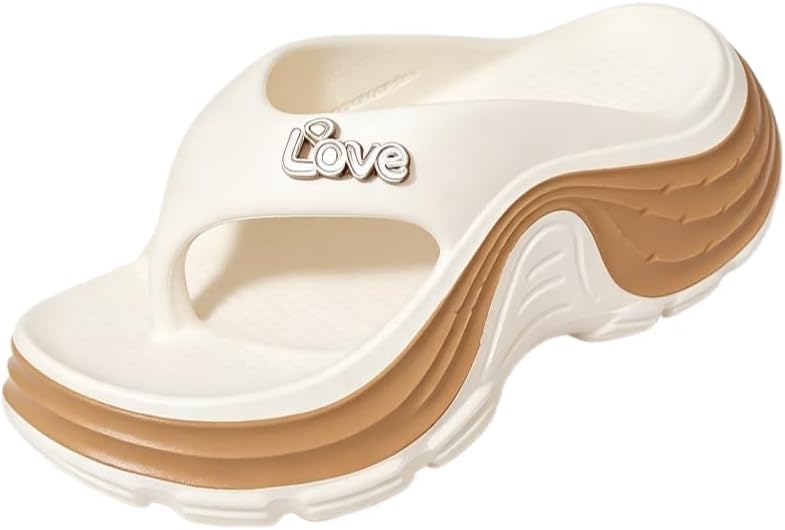 Women's Casual and Comfortable Flip-flops, Thick-soled Height-increasing Platform Summer Sandal, Fashionable, Cute, Simple, and Casual, Suitable for Beach Walks and Seaside Vacations, Shoe