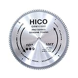 HICO 10-Inch 100-Tooth ATB Miter Saw Blade Thin Kerf General Purpose Saw Blade with 5/8-Inch Arbor for Softwood Hardwood Plywood