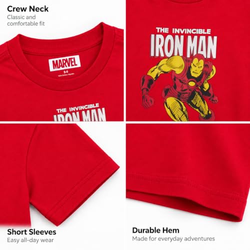Marvel Boys Shirts Spiderman Avengers Hulk Iron Man Graphic Tees for Boys - image 4