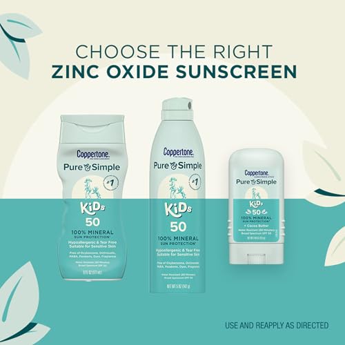 Image of Coppertone Pure and Simple Kids Sunscreen SPF 50, Variety Pack, 2 items