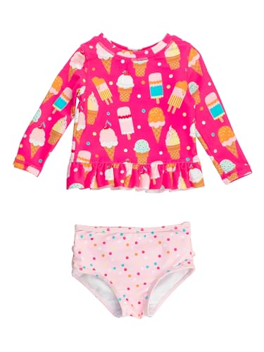 RuffleButts Girls Long Sleeve - Rash Guard Bikini UPF 50+