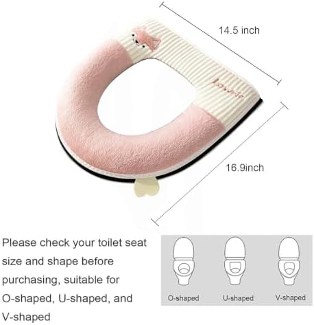 1PC Warm Toilet Seat Cover with Handle for Bathroom (Pink HL) — 사진 7