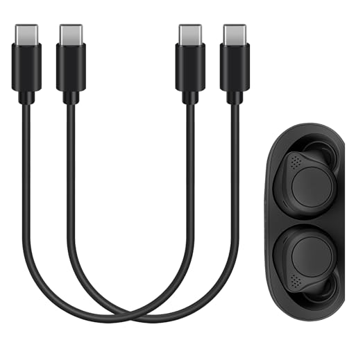 Image of GEEKRIA USB-C Earbuds Charging Cable Compatible with Jabra Elite 10 Gen 2/10/85t/8 Active, Short USB Type-C Power Charger Cord for Wireless Earbud Case (1ft / 30cm 2 Pack)