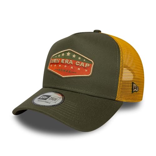 Casquette Trucker New Era A-Frame Mesh olive avec patch frontal