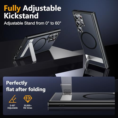 SPIDERCASE Magnetic for Samsung Galaxy S24 Ultra Case, [3 Stand Ways][ Military Grade Drop Protection] with Invisible Stand Shockproof Slim Case for S24 Ultra 5G,Black by SPIDERCASE - Image 4
