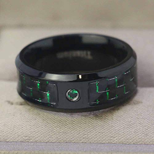 Ringheart 2 Rings His And Hers Couple Rings Black Gold Filled Womens Wedding Ring Sets Princess Cut Green Cz Titanium Steel Mens Ring #TOP2