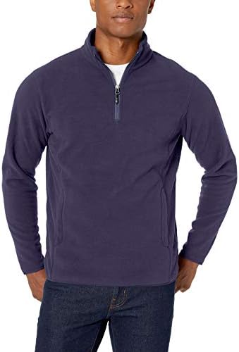 Amazon Essentials Men's Quarter-Zip Polar Fleece Jacket, Navy, Large